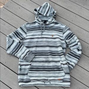 VISSLA Men’s South-bay Reversible Pullover Striped Hoodie in Night size L